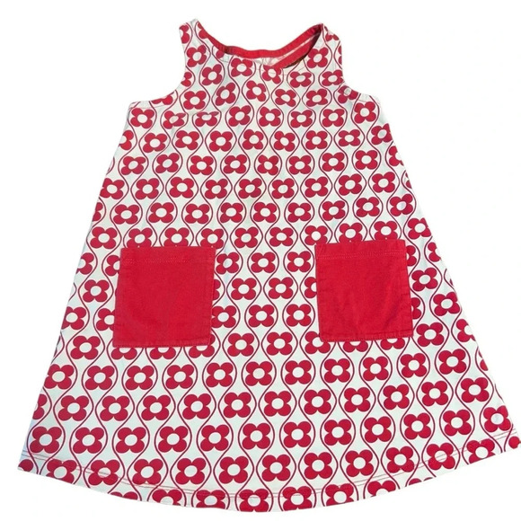 Hanna Andersson Mod Red Floral A-Line Dress – Size 100 (4T) - Picture 1 of 5